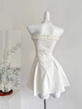White Strapless A-Line Short Birthday Dress Elegant Party Dress HZ1024