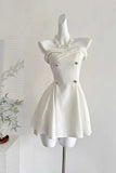 White Strapless A-Line Short Birthday Dress Elegant Party Dress HZ1024