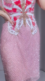 Pink Spaghetti Straps Sheath Beaded Short Prom Dresses Retro Evening Dress HZ1024