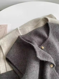 single-breasted gold button round neck knitted vest HZ1024