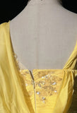 Yellow Spaghetti Straps Sheath Tulle Long Prom Dresses Formal Evening Gowns HZ1024