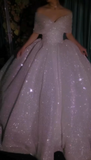 Strapless Glitter Tulle Long Ball Gown Elegant Convertible Wedding Dresses HZ1024