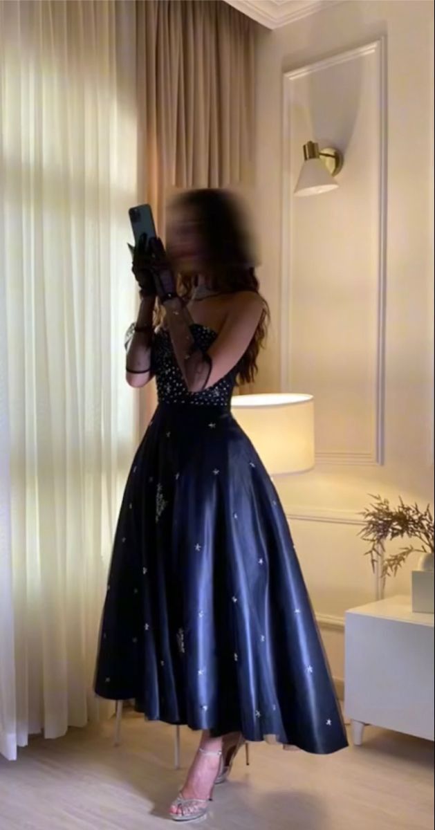 Navy Blue Strapless A-Line Tulle Long Prom Dresses Formal Evening Gowns with Appliques HZ1024
