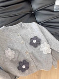 Knitted long sleeve Cardigan with Handmade Flowers HZ1024