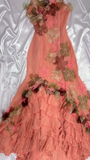 Dark Peach Spaghetti Straps Mermaid Chiffon Long Stunning Prom Dresses Sweet 16 Evening Dress with Appliques HZ1024