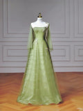 Green Strapless A-Line Tulle Evening Gowns Sweet 16 Dress Quinceanera Dress HZ1024