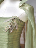 Green Strapless A-Line Tulle Evening Gowns Sweet 16 Dress Quinceanera Dress HZ1024