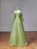 Green Strapless A-Line Tulle Evening Gowns Sweet 16 Dress Quinceanera Dress HZ1024