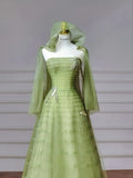 Green Strapless A-Line Tulle Evening Gowns Sweet 16 Dress Quinceanera Dress HZ1024