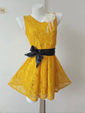 Yellow Jewel A-Line Lace Short Party Dress HZ1024