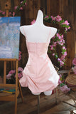 Pink Spaghetti Straps A-Line Satin Short Evening Dress Sweet Homecoming Dress HZ1024