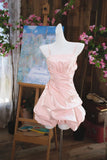 Pink Spaghetti Straps A-Line Satin Short Evening Dress Sweet Homecoming Dress HZ1024