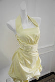Pink Spaghetti Straps A-Line Satin Short Evening Dress Sweet Homecoming Dress HZ1024