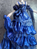 Blue Spaghetti Straps A-Line Satin Sequin Long Prom Dresses Gorgeous Birthday Evening Gowns HZ1024