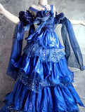 Blue Spaghetti Straps A-Line Satin Sequin Long Prom Dresses Gorgeous Birthday Evening Gowns HZ1024
