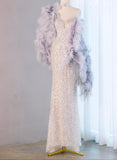 Silver Sweetheart Mermaid Sequins Long Prom Dresses Formal Evening Gowns HZ1024