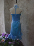 Blue Halter Bodycon Chiffon Short Prom Dresses Gorgeous Party Dress HZ1024