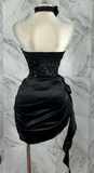 Black Sweetheart Party Dress A-Line Satin Applique Short Evening Dress Sexy Homecoming Dress HZ1024