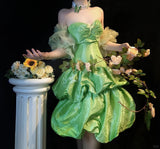 Green Sweetheart Neck A-Line Satin Short Prom Dresses HZ1024