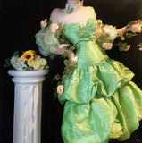 Green Sweetheart Neck A-Line Satin Short Prom Dresses HZ1024