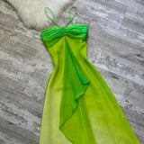 Gradient Green Spaghetti Straps Sheath Chiffon Short Party Dress HZ1024
