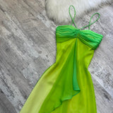 Gradient Green Spaghetti Straps Sheath Chiffon Short Party Dress HZ1024