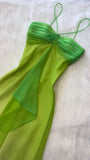 Gradient Green Spaghetti Straps Sheath Chiffon Short Party Dress HZ1024
