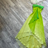 Gradient Green Spaghetti Straps Sheath Chiffon Short Party Dress HZ1024