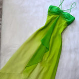 Gradient Green Spaghetti Straps Sheath Chiffon Short Party Dress HZ1024