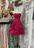 Red Strapless A-Line Taffeta Short Prom Dresses Classic Homecoming Dress HZ1024