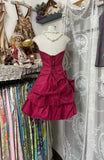Red Strapless A-Line Taffeta Short Prom Dresses Classic Homecoming Dress HZ1024