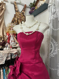 Red Strapless A-Line Taffeta Short Prom Dresses Classic Homecoming Dress HZ1024