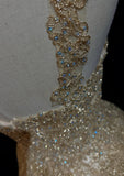 Gold Sweetheart Neck A-Line Tulle Sequin Short Prom Dresses Sweet 16 Dress HZ1024