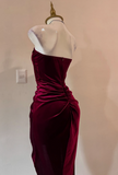 Burgundy Strapless Party Dress Bodycon Satin Short Evening Gowns Sexy Birthday Dresses HZ1024