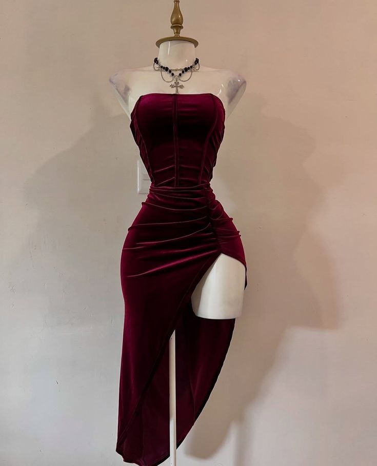 Burgundy Strapless Party Dress Bodycon Satin Short Evening Gowns Sexy Birthday Dresses HZ1024