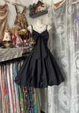 Black Spaghetti Straps A-Line Taffeta Short Prom Dresses Vintage Evening Gowns HZ1024