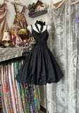Black Spaghetti Straps A-Line Taffeta Short Prom Dresses Vintage Evening Gowns HZ1024