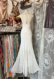White Halter Sheath Chiffon Long Prom Dresses Vintage Backless Evening Gowns HZ1024