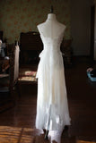 Spaghetti Strap Off-White Sheath Chiffon Long Prom Dresses, Elegant Birthday Party Dresses HZ1024