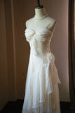 Spaghetti Strap Off-White Sheath Chiffon Long Prom Dresses, Elegant Birthday Party Dresses HZ1024