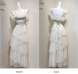 Apricot Spaghetti Straps A-Line Layered Tulle Long Prom Dresses, Sweet 16 Dress HZ1024