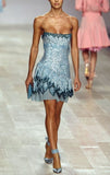 Blue Spaghetti Straps Sheath Sequins Short Evening Dress Party Dress HZ1024