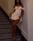 White Off Shoulder Bodycon Satin Short Party Dress Sweet 16 Dress HZ1024