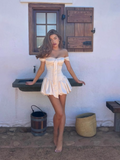 White Off Shoulder Bodycon Satin Short Party Dress Sweet 16 Dress HZ1024