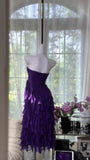 Purple Sweetheart Neck Sheath Chiffon Short Prom Dresses Sweet Birthday Party Dress HZ1024