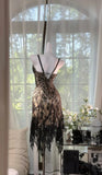 Black Spaghetti Straps A-Line Lace Beaded Short Prom Dresses Vintage Evening Dresses HZ1024