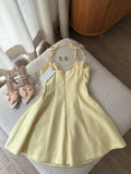 Butter Yellow Spaghetti Straps A-Line Satin Short Birthday Party Dress HZ1024