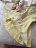 Butter Yellow Spaghetti Straps A-Line Satin Short Birthday Party Dress HZ1024