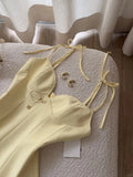 Butter Yellow Spaghetti Straps A-Line Satin Short Birthday Party Dress HZ1024