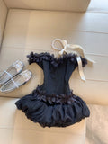 Off-the-shoulder Tulle Applique Short Ball Gown Fashion Party Dress HZ1024